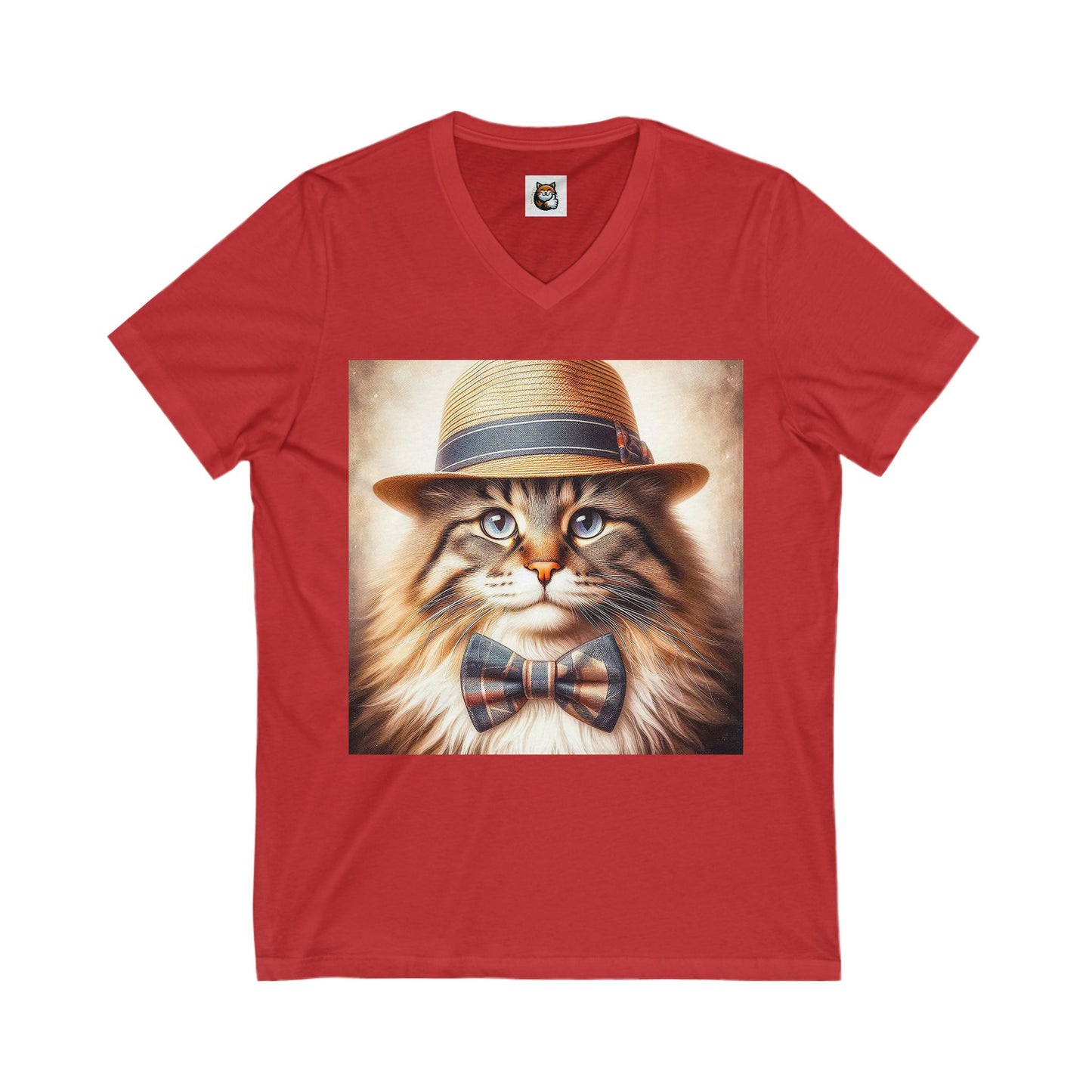 Norwegian Forest Cat Unisex Jersey Short Sleeve V-Neck Tee