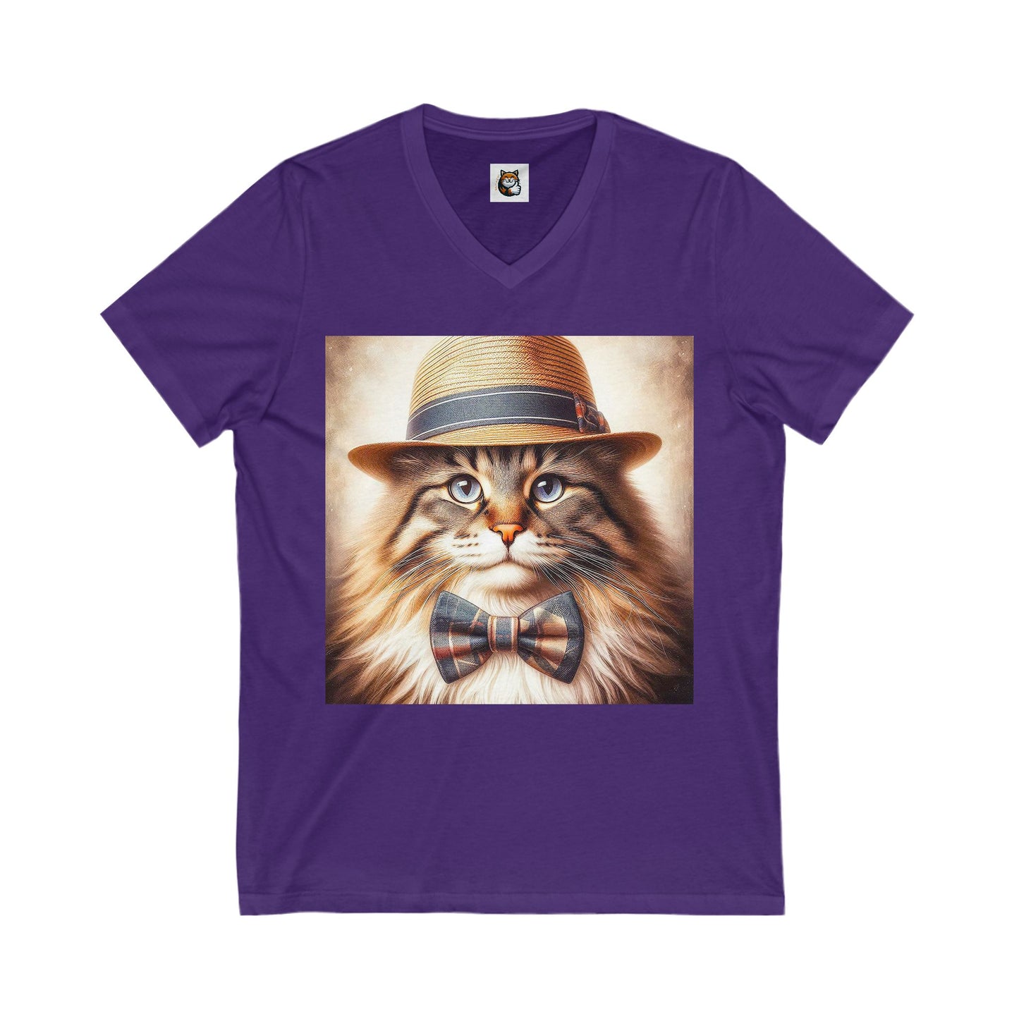 Norwegian Forest Cat Unisex Jersey Short Sleeve V-Neck Tee