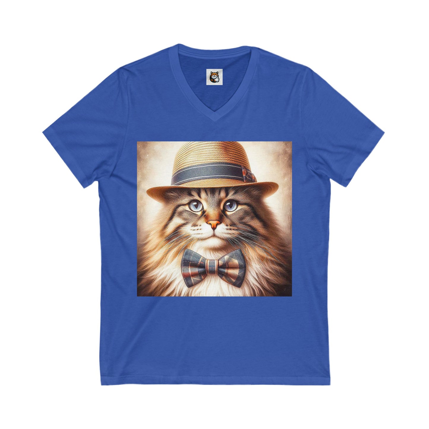 Norwegian Forest Cat Unisex Jersey Short Sleeve V-Neck Tee