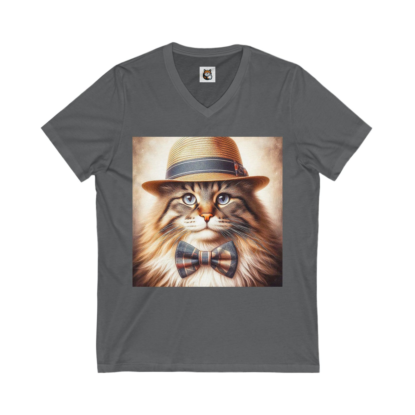 Norwegian Forest Cat Unisex Jersey Short Sleeve V-Neck Tee