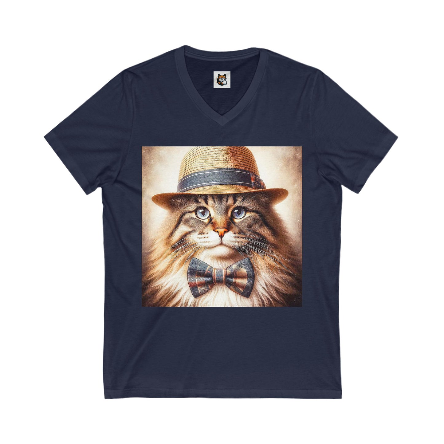 Norwegian Forest Cat Unisex Jersey Short Sleeve V-Neck Tee