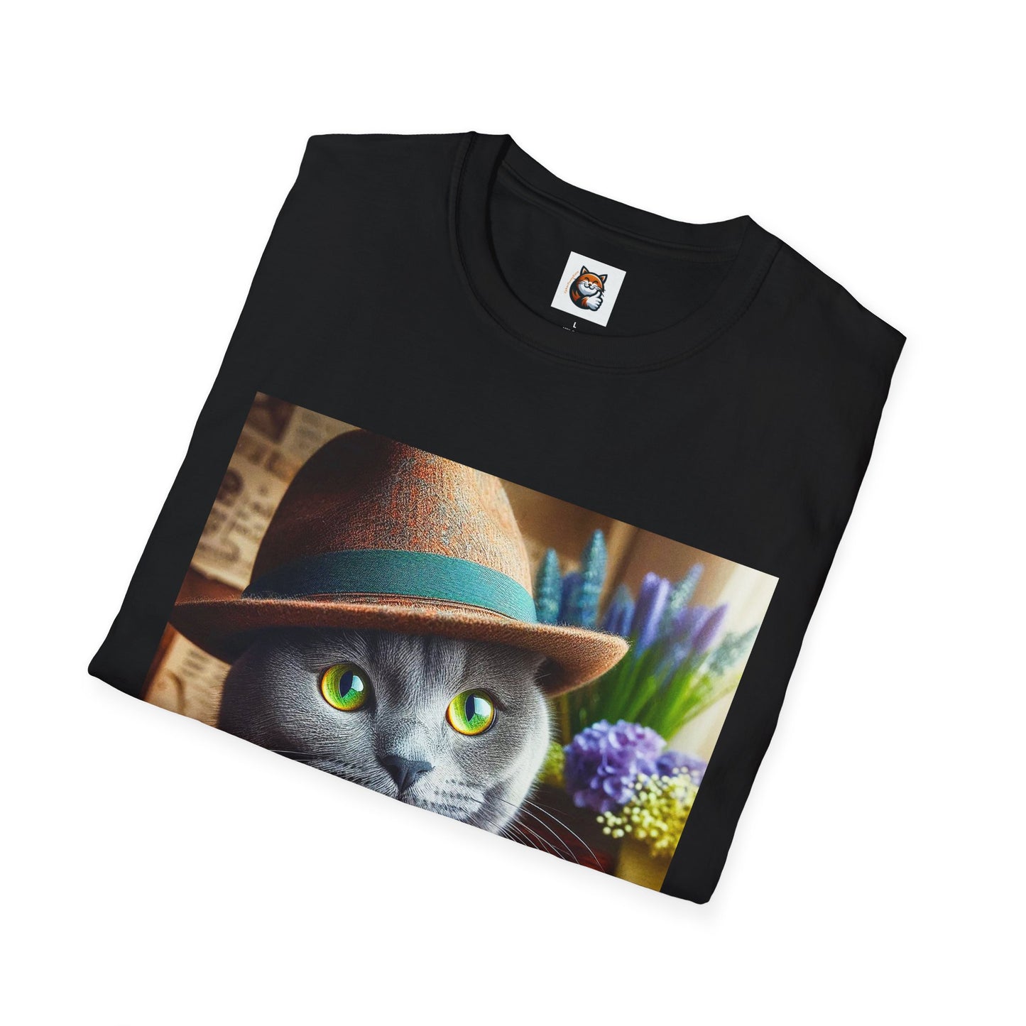 Russian Blue Cat hat and bow tie T-Shirt