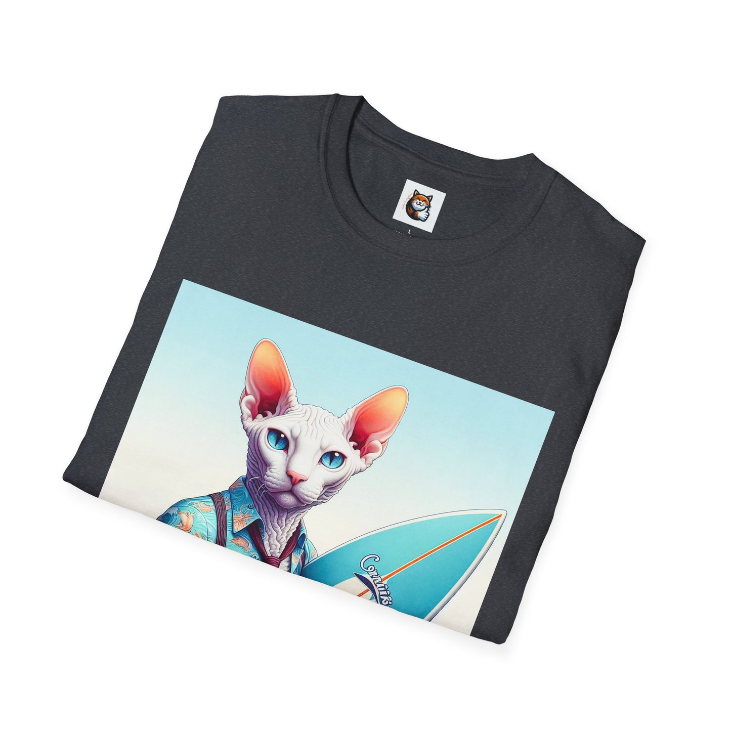 Cornish Rex Cat beach surfer T-Shirt