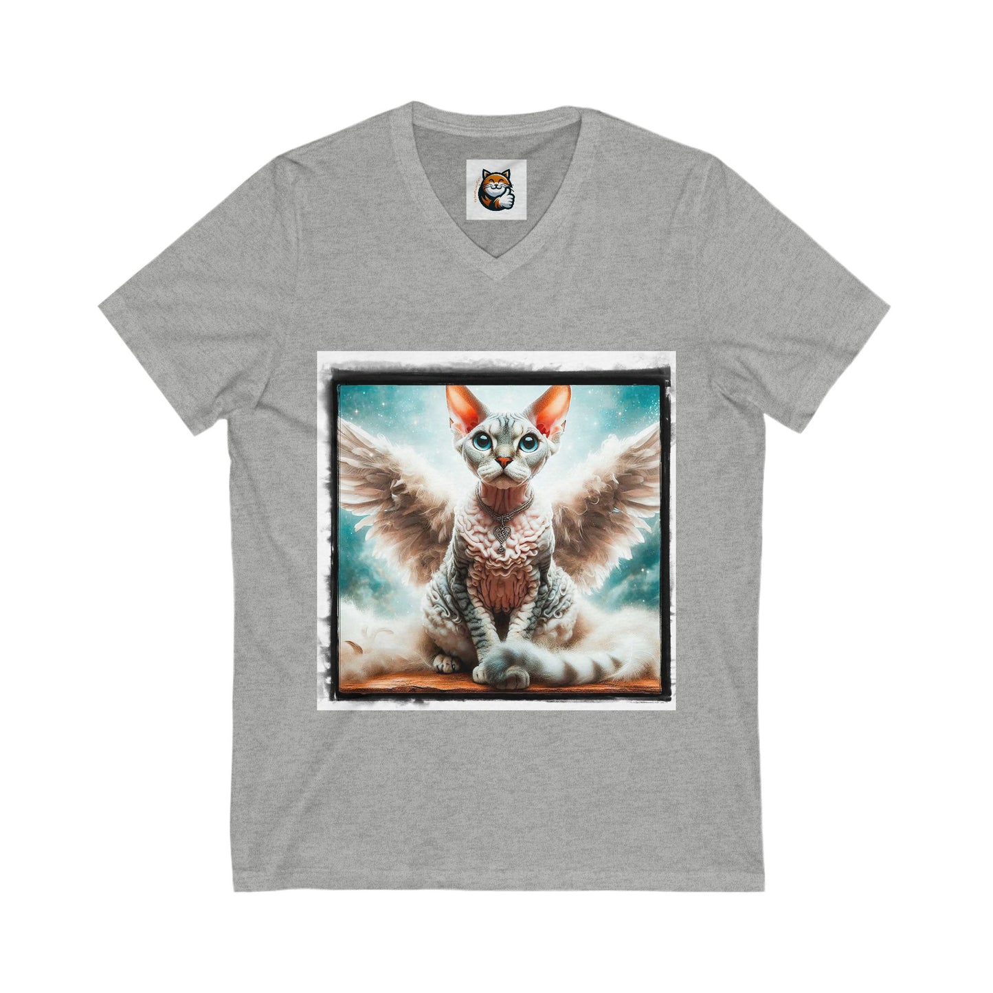 Devon Rex Angel wings Unisex Jersey Short Sleeve V-Neck Tee