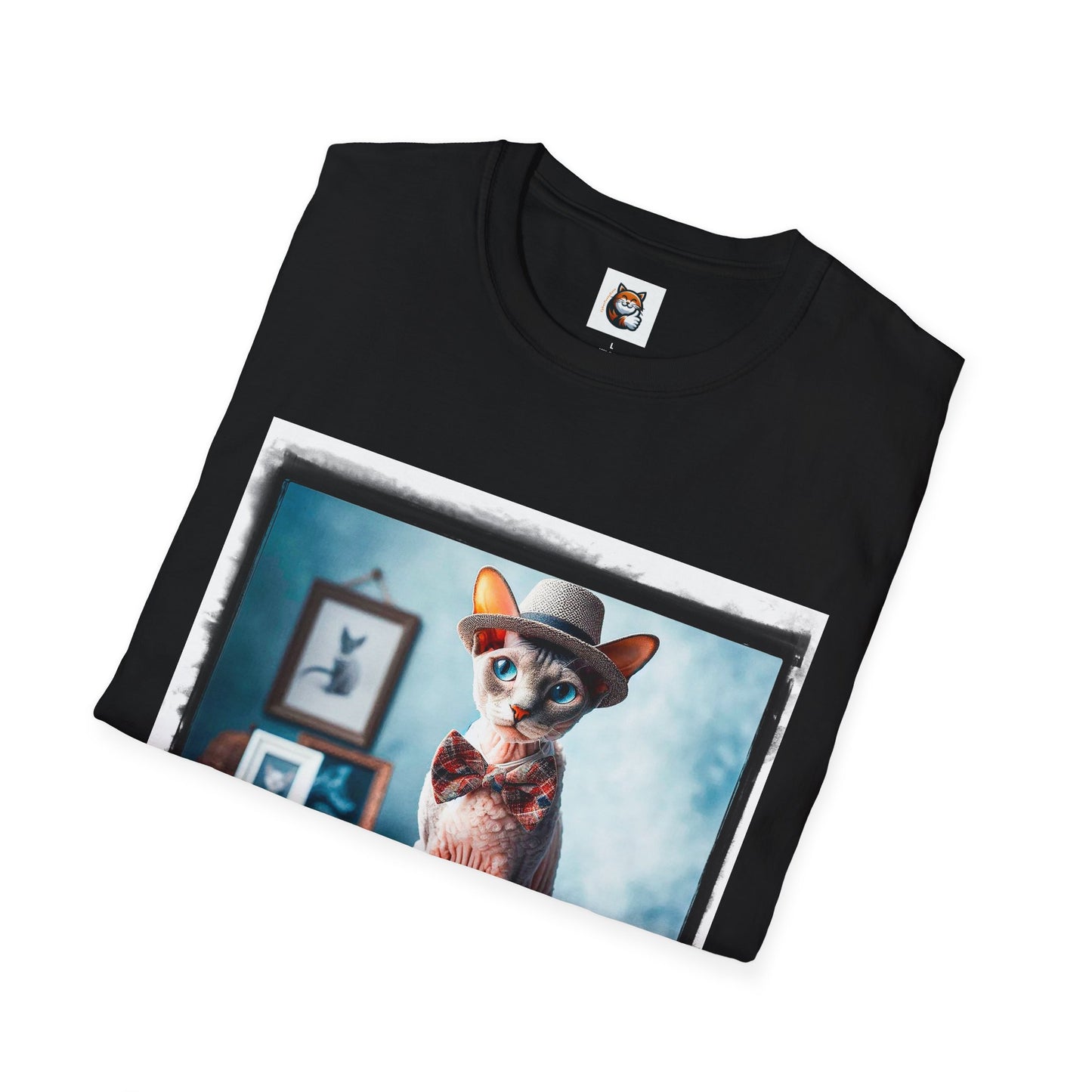 Cornish Rex Cat hat and bow tie Softstyle T-Shirt