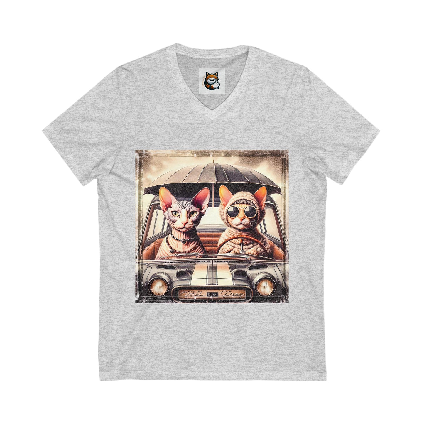 Cornish Rex Cat driving friends tee