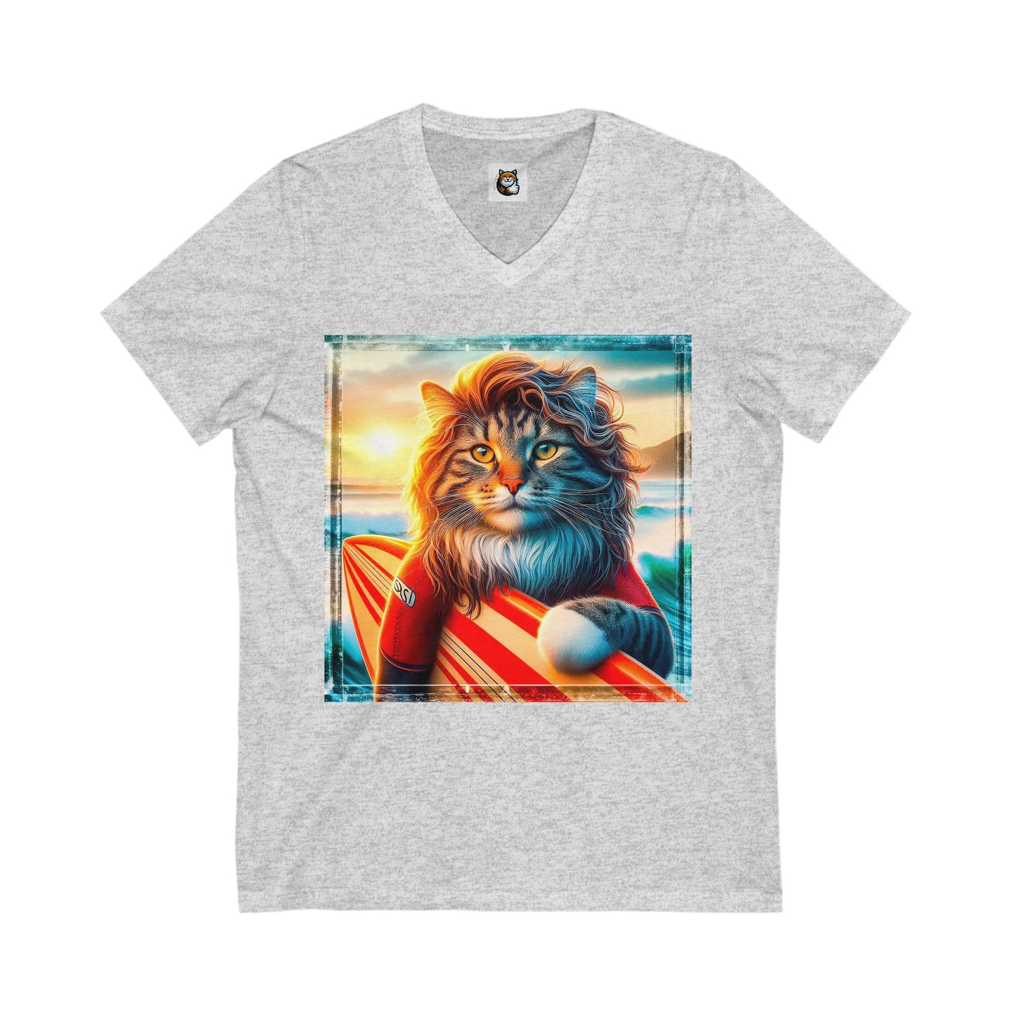 Norwegian Forest Cat Unisex Jersey Short Sleeve V-Neck Tee