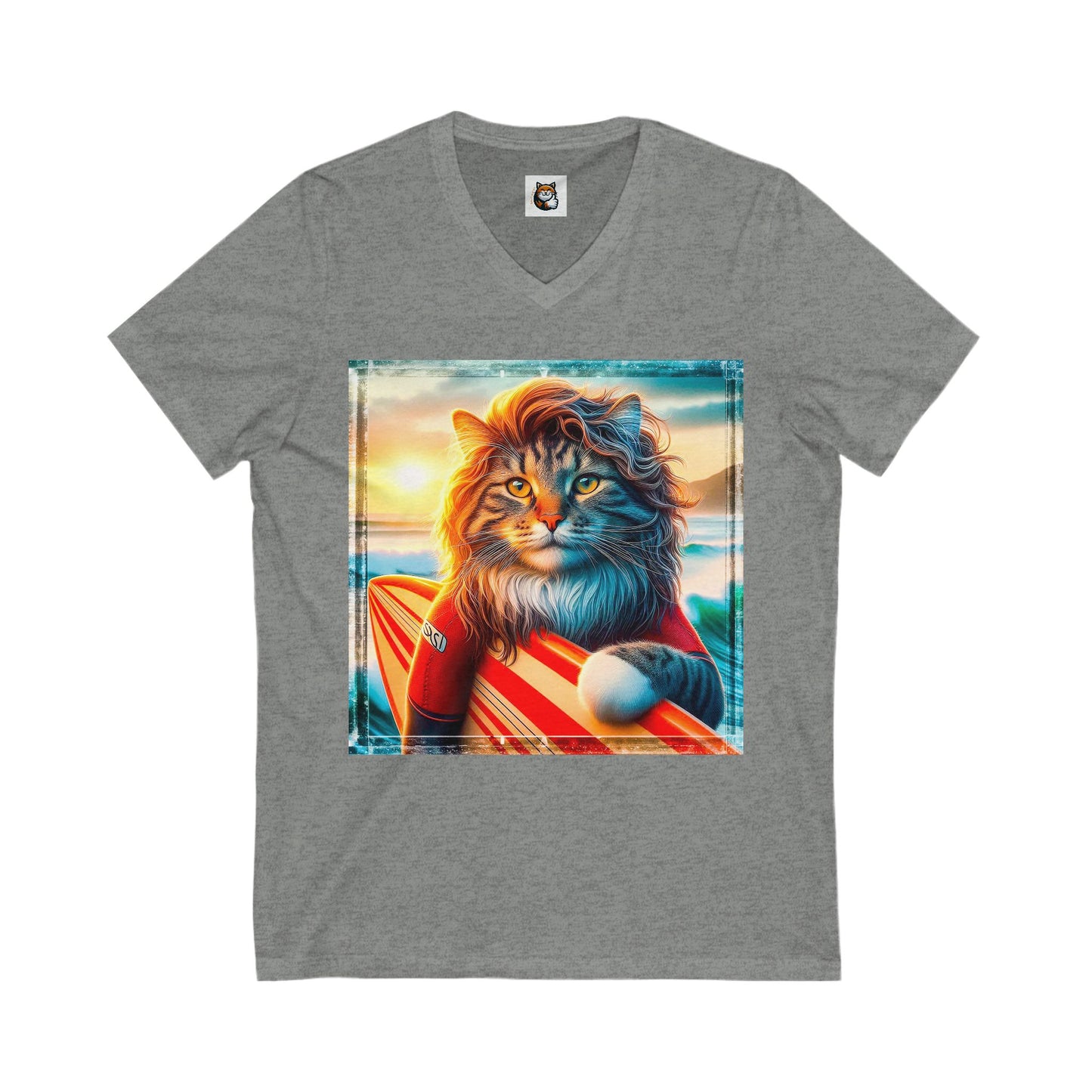 Norwegian Forest Cat Unisex Jersey Short Sleeve V-Neck Tee