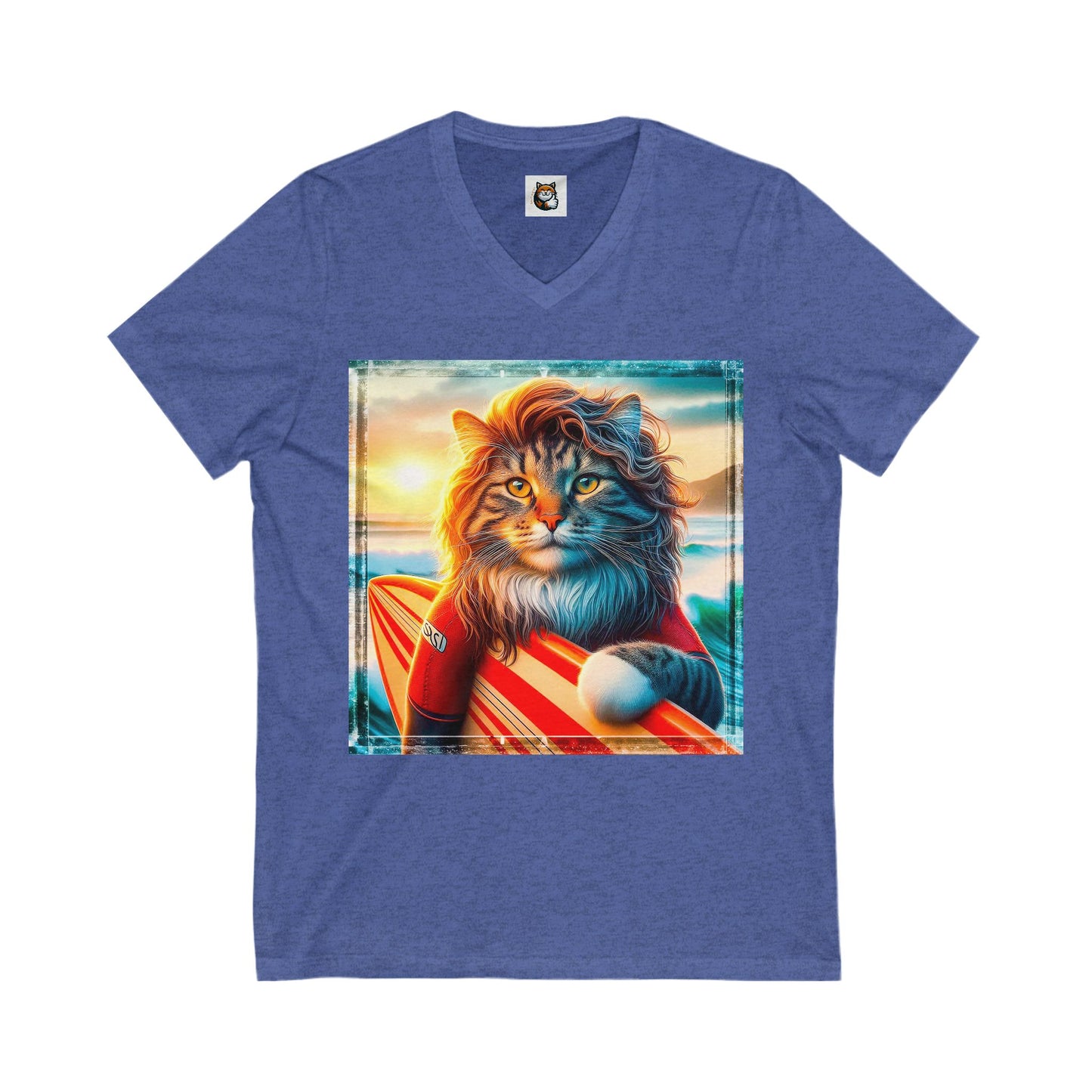 Norwegian Forest Cat Unisex Jersey Short Sleeve V-Neck Tee