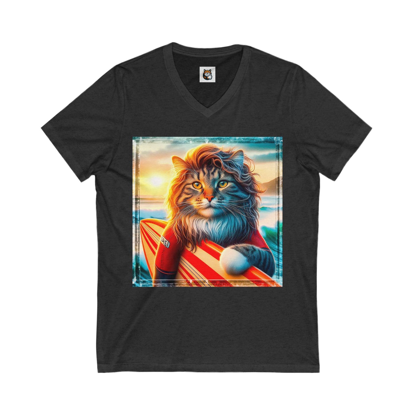 Norwegian Forest Cat Unisex Jersey Short Sleeve V-Neck Tee