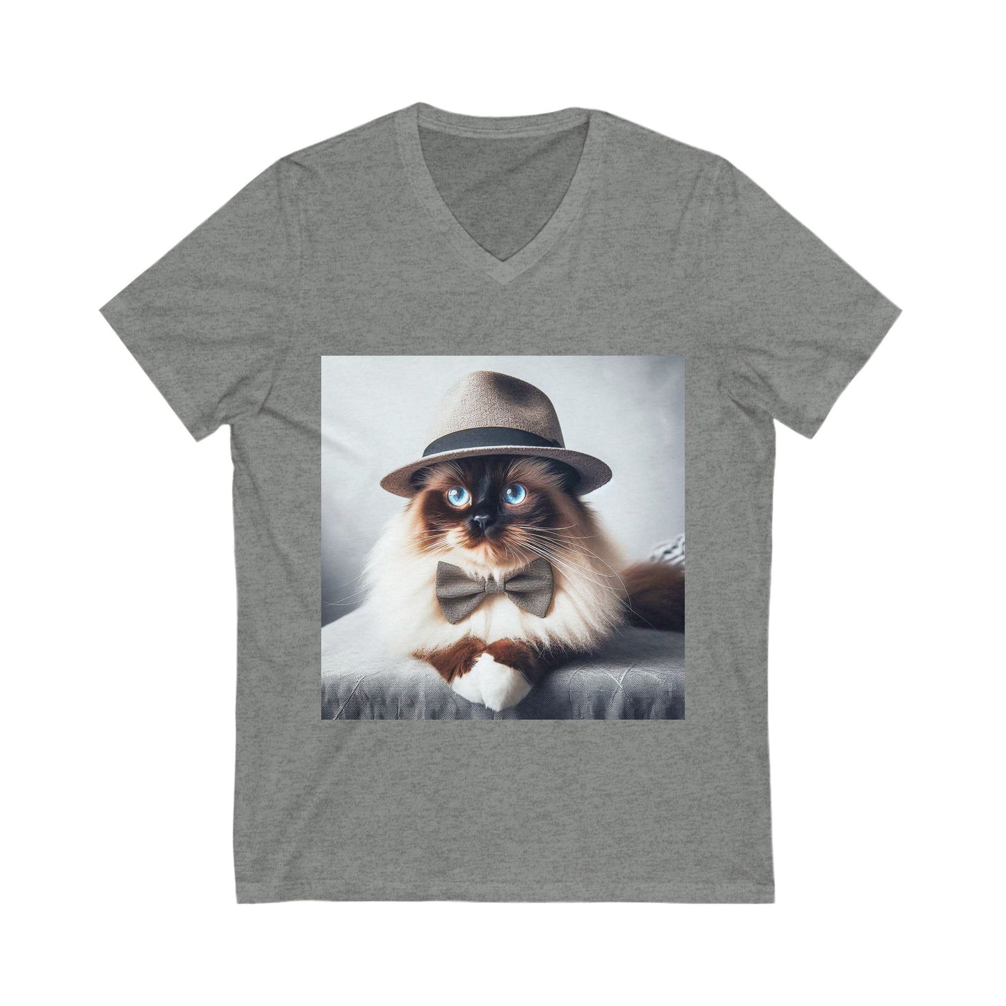 Birman bow Jersey Short Sleeve V-Neck Tee