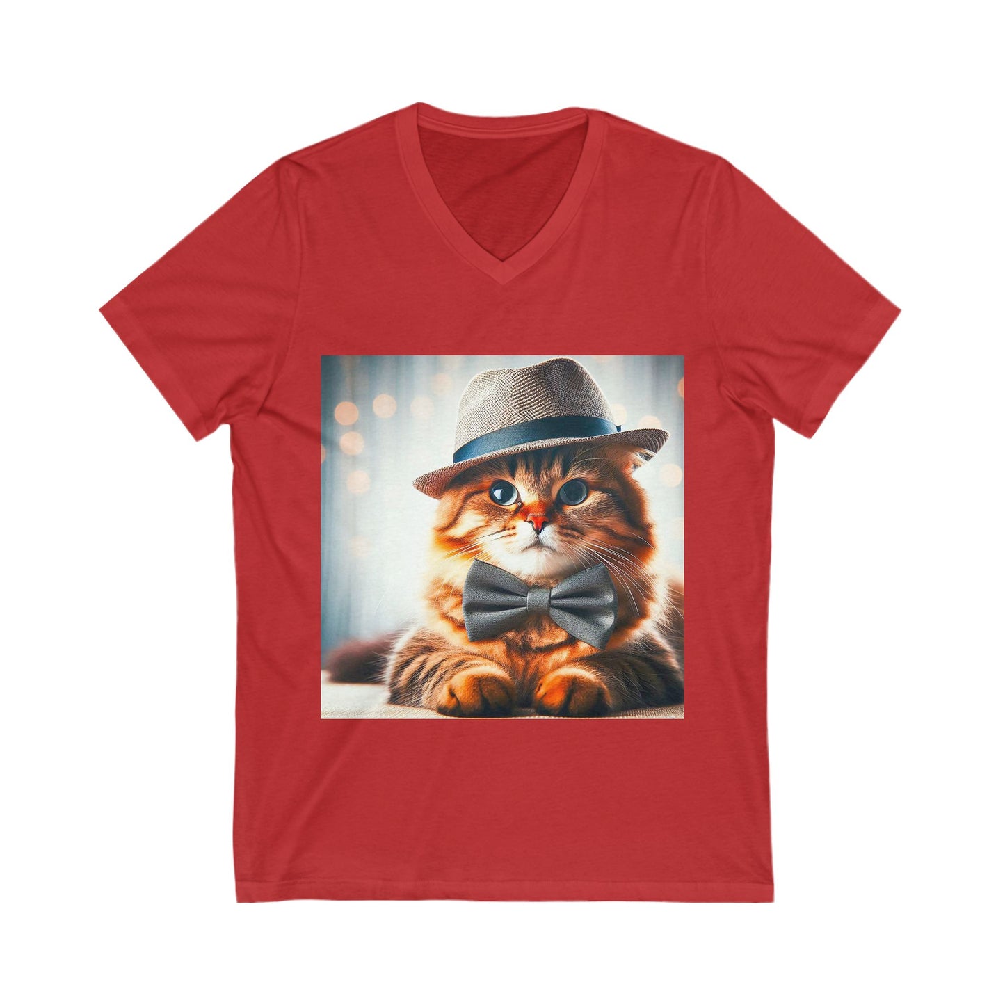 Domestic Cat Unisex Jersey Short Sleeve V-Neck Tee
