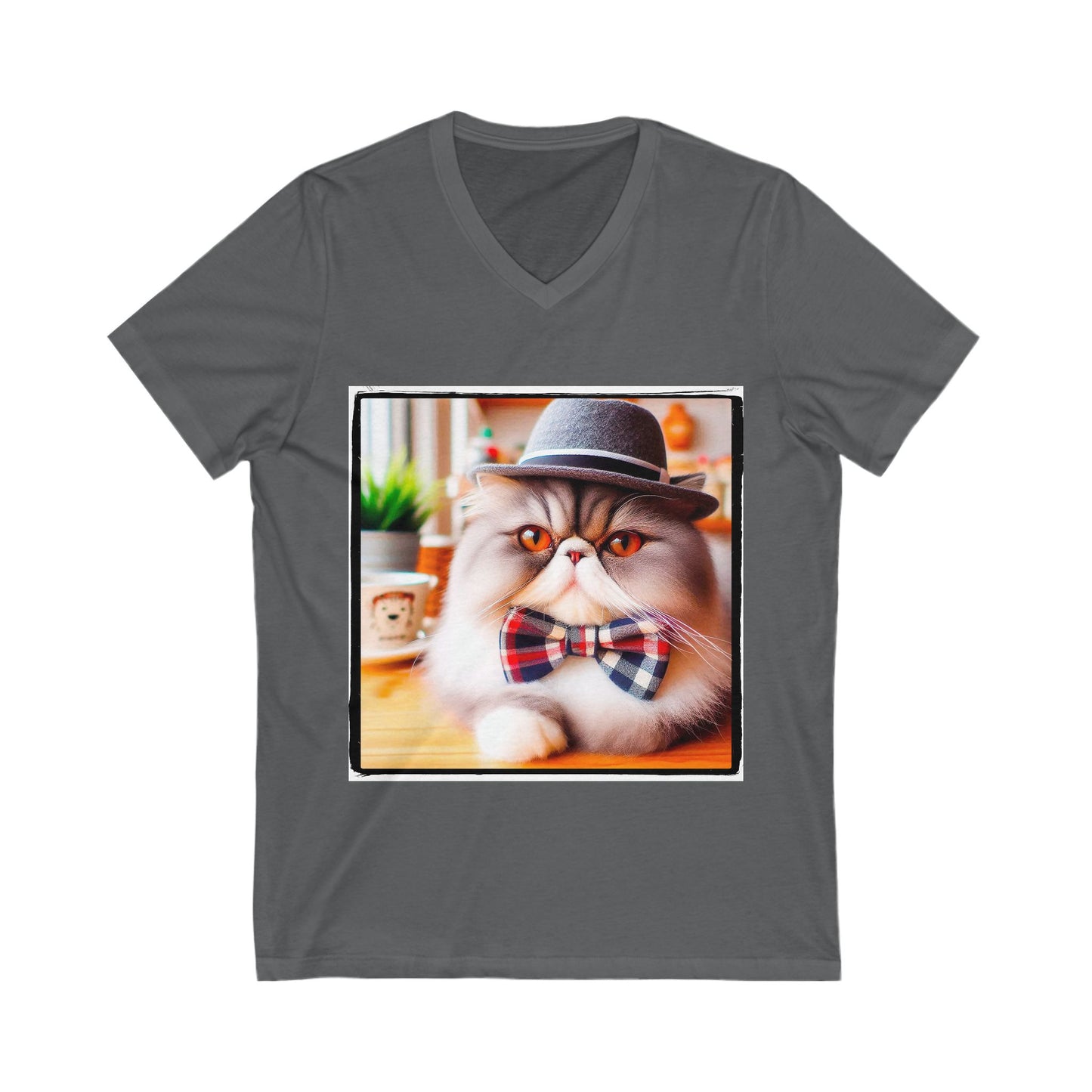 Persian Cat Unisex Jersey Short Sleeve V-Neck Tee