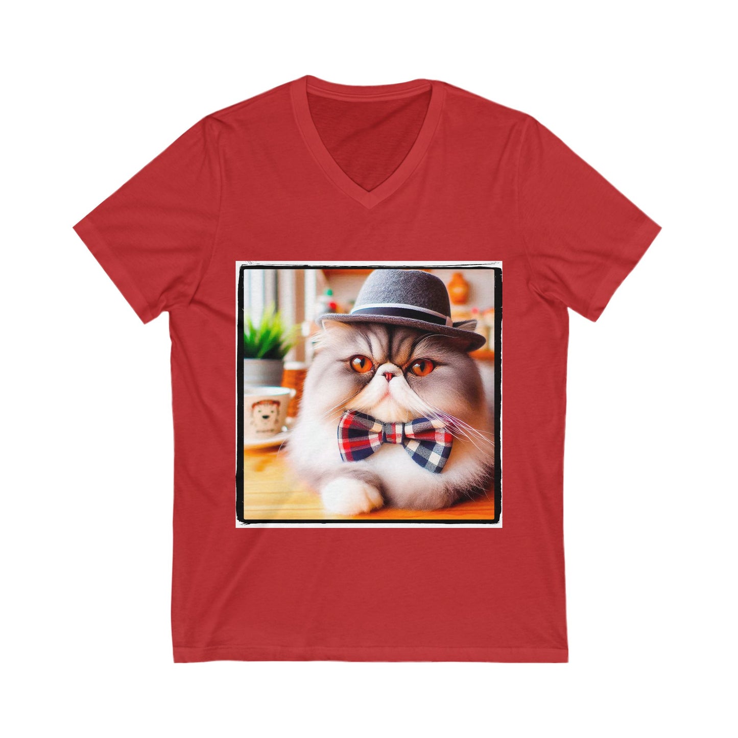Persian Cat Unisex Jersey Short Sleeve V-Neck Tee