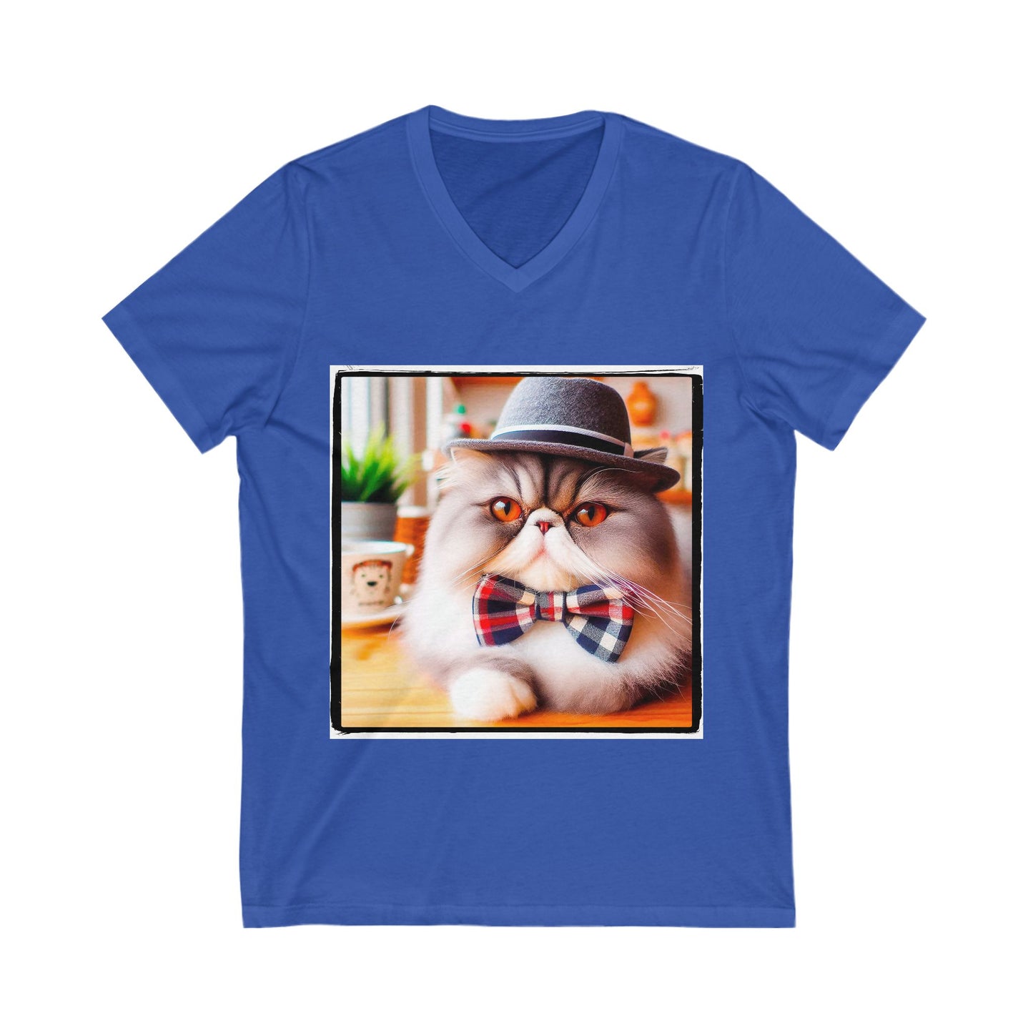 Persian Cat Unisex Jersey Short Sleeve V-Neck Tee