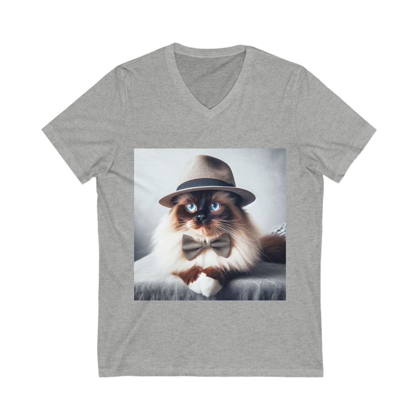 Birman bow Jersey Short Sleeve V-Neck Tee