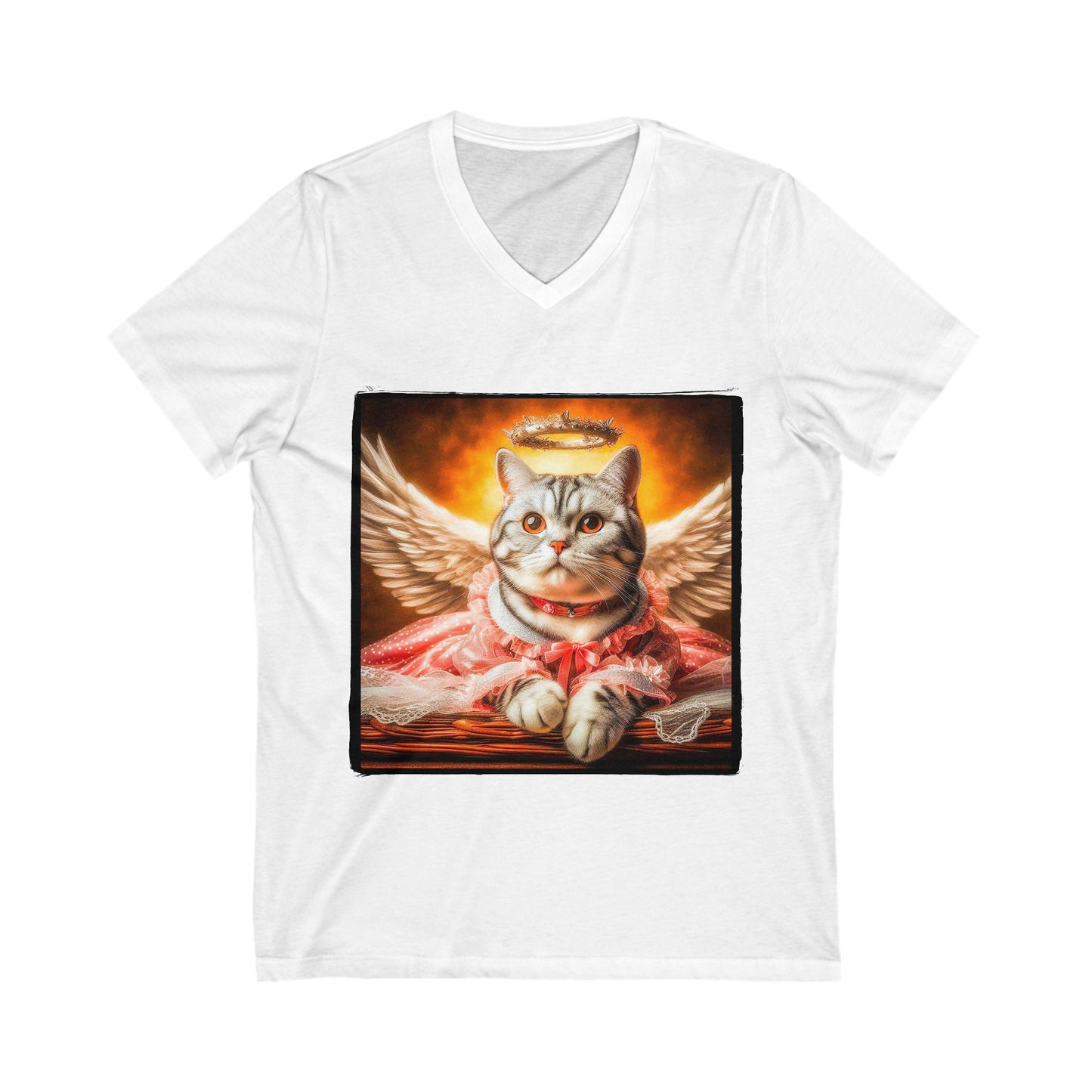 American Shorthair heavenly Angel  Jersey Short Sleeve V-Neck Tee