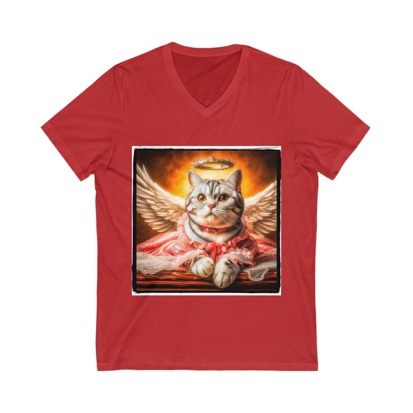 American Shorthair heavenly Angel  Jersey Short Sleeve V-Neck Tee