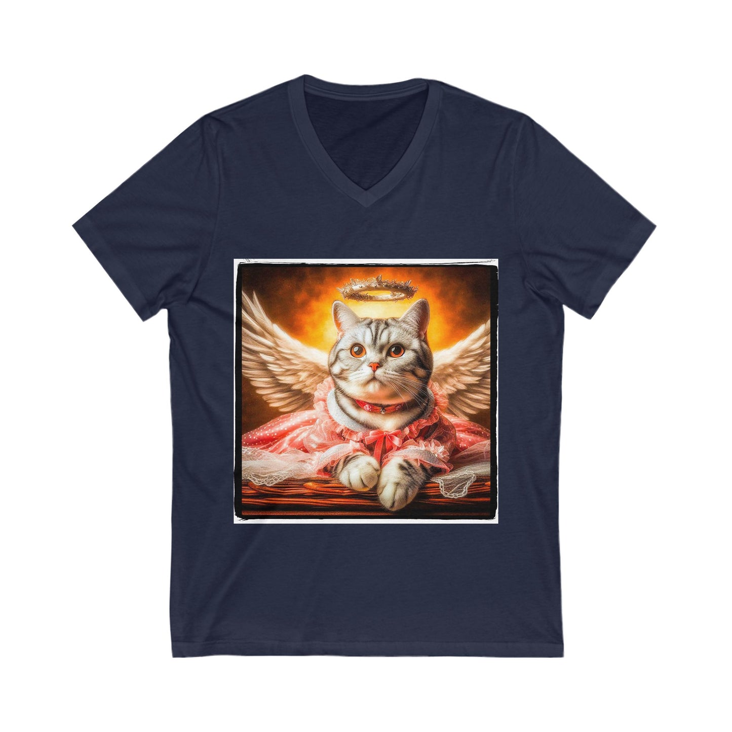 American Shorthair heavenly Angel  Jersey Short Sleeve V-Neck Tee