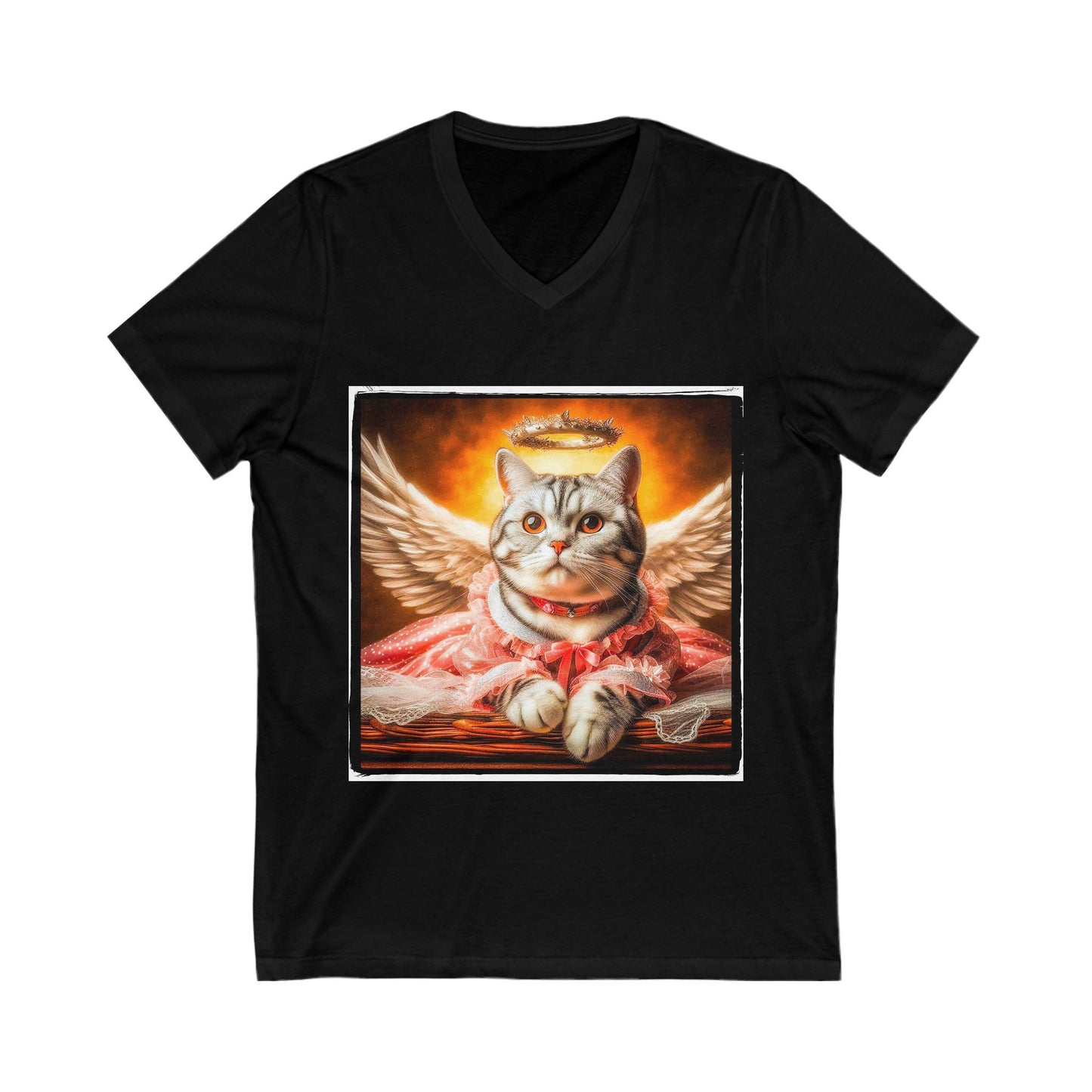 American Shorthair heavenly Angel  Jersey Short Sleeve V-Neck Tee