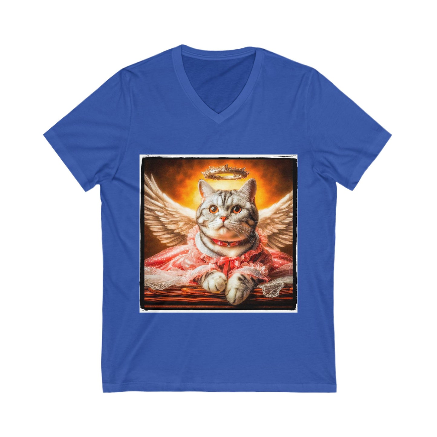 American Shorthair heavenly Angel  Jersey Short Sleeve V-Neck Tee