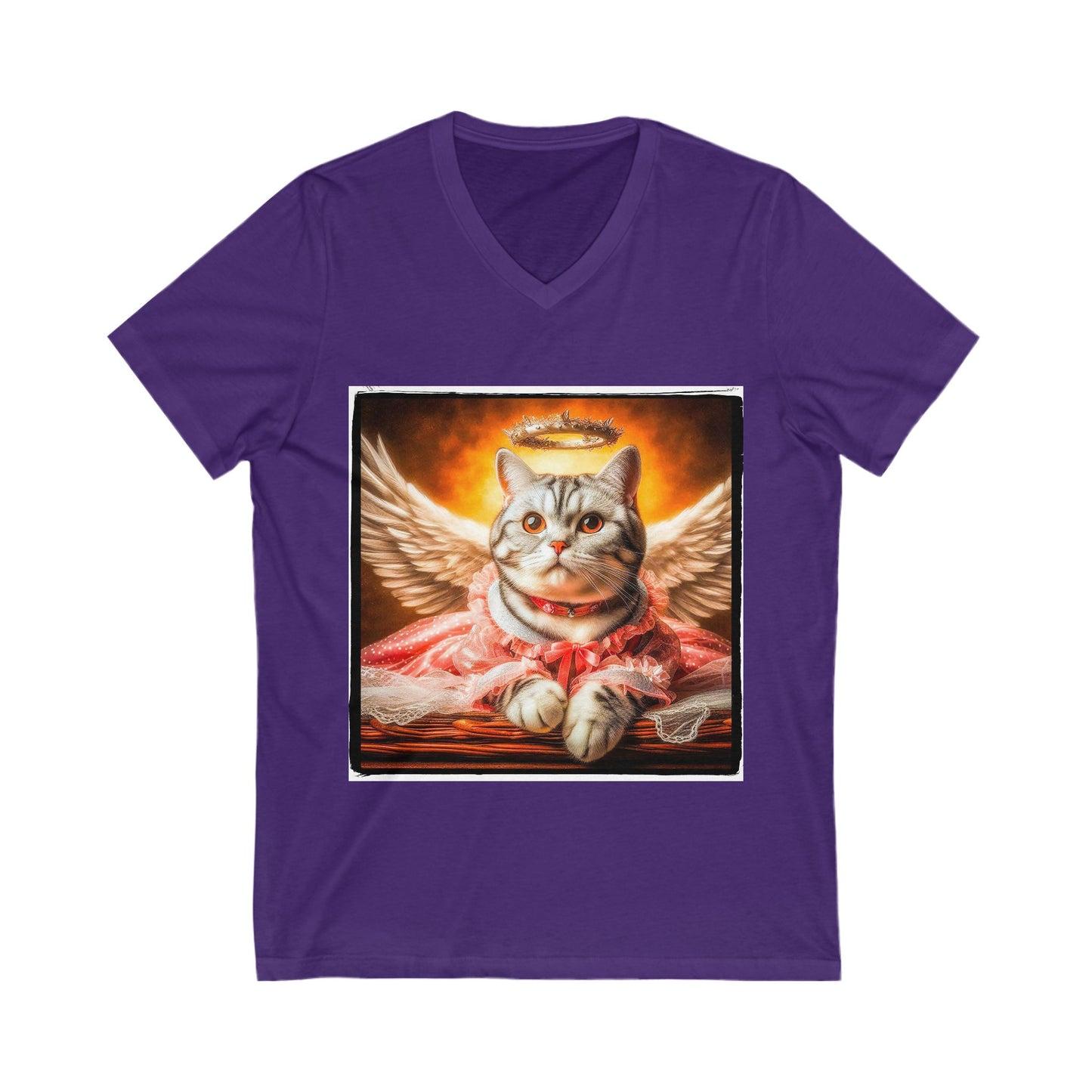American Shorthair heavenly Angel  Jersey Short Sleeve V-Neck Tee