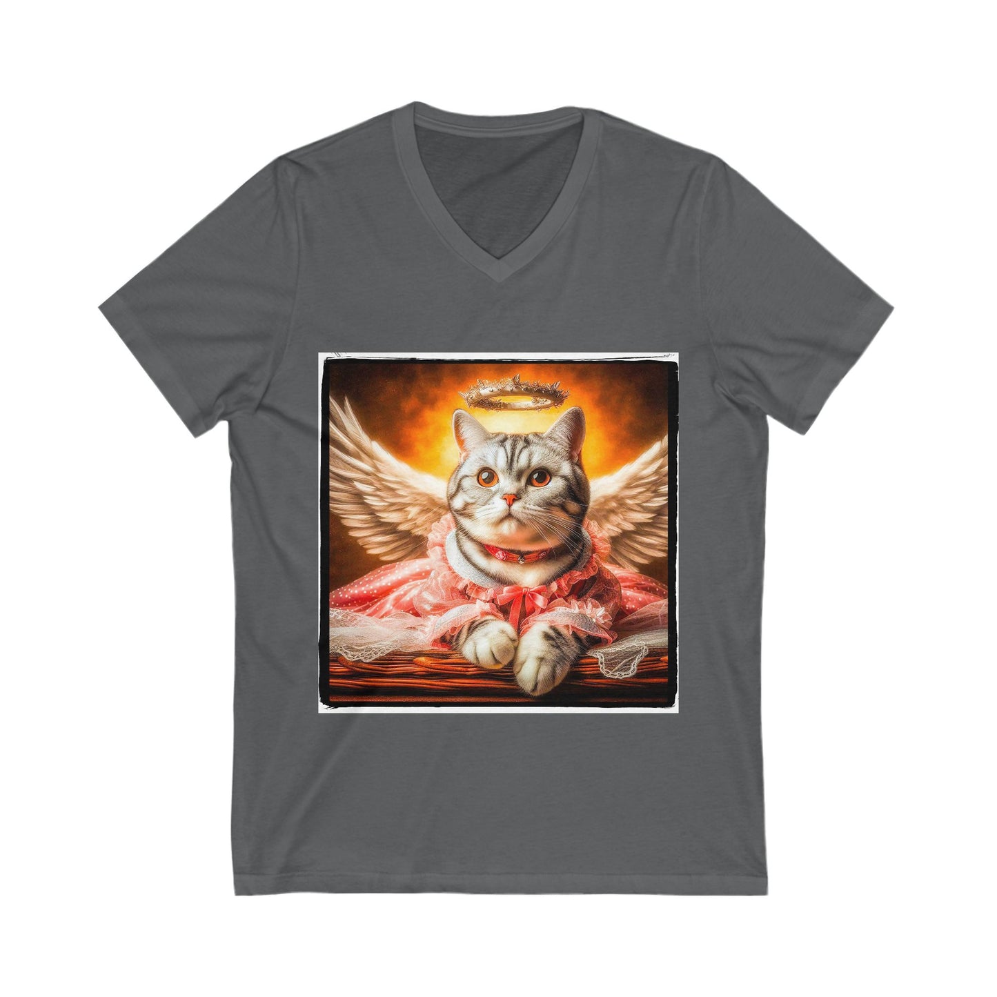 American Shorthair heavenly Angel  Jersey Short Sleeve V-Neck Tee