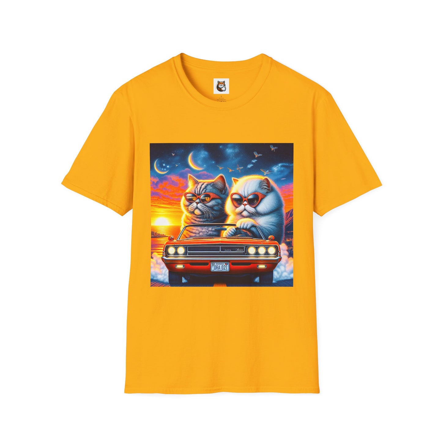 Selkirk Rex Cat T-Shirt sunset driving
