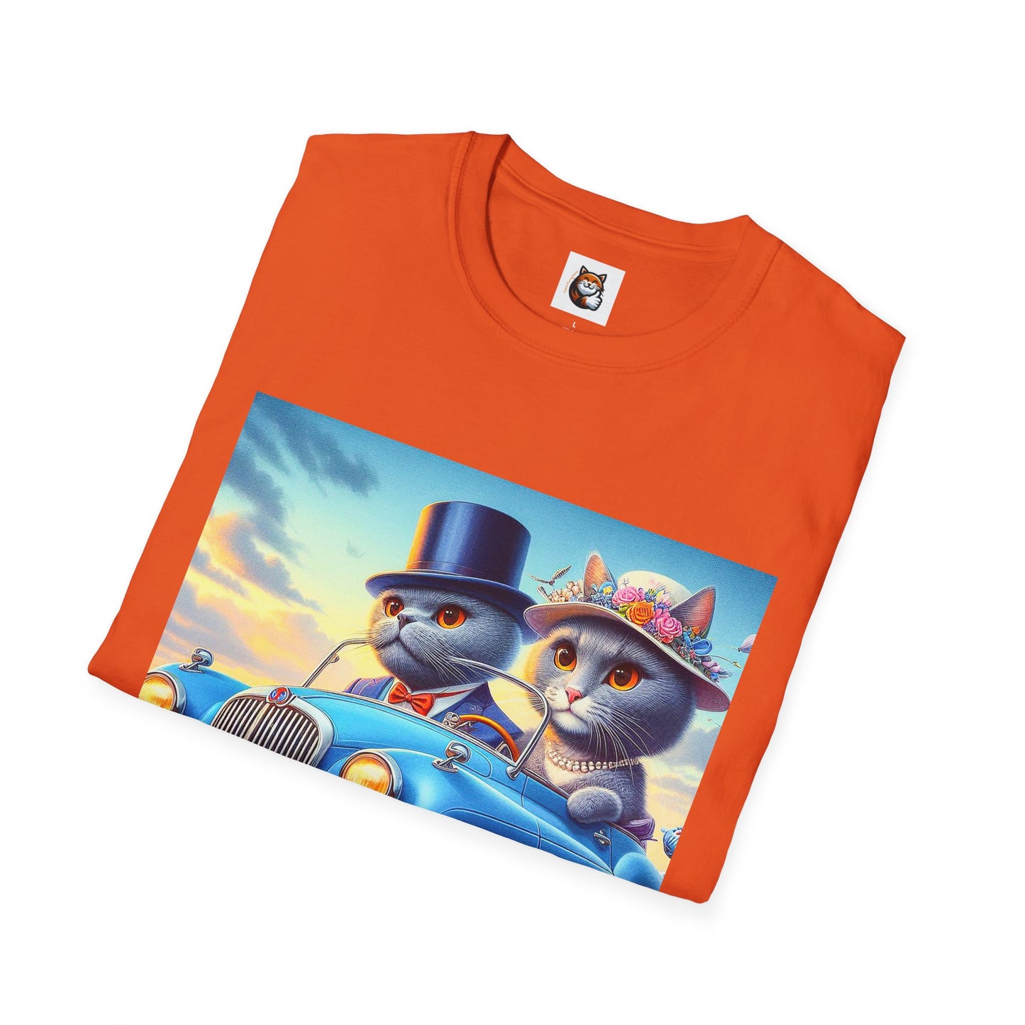 Russian Blue Cat driving couple  T-Shirt