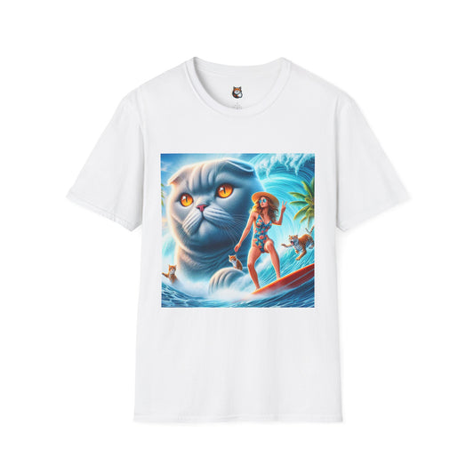Scottish Fold Cat surfer girl  T-Shirt