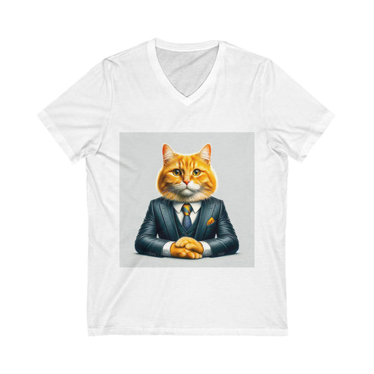 Domestic Cat Unisex Jersey Short Sleeve V-Neck Tee