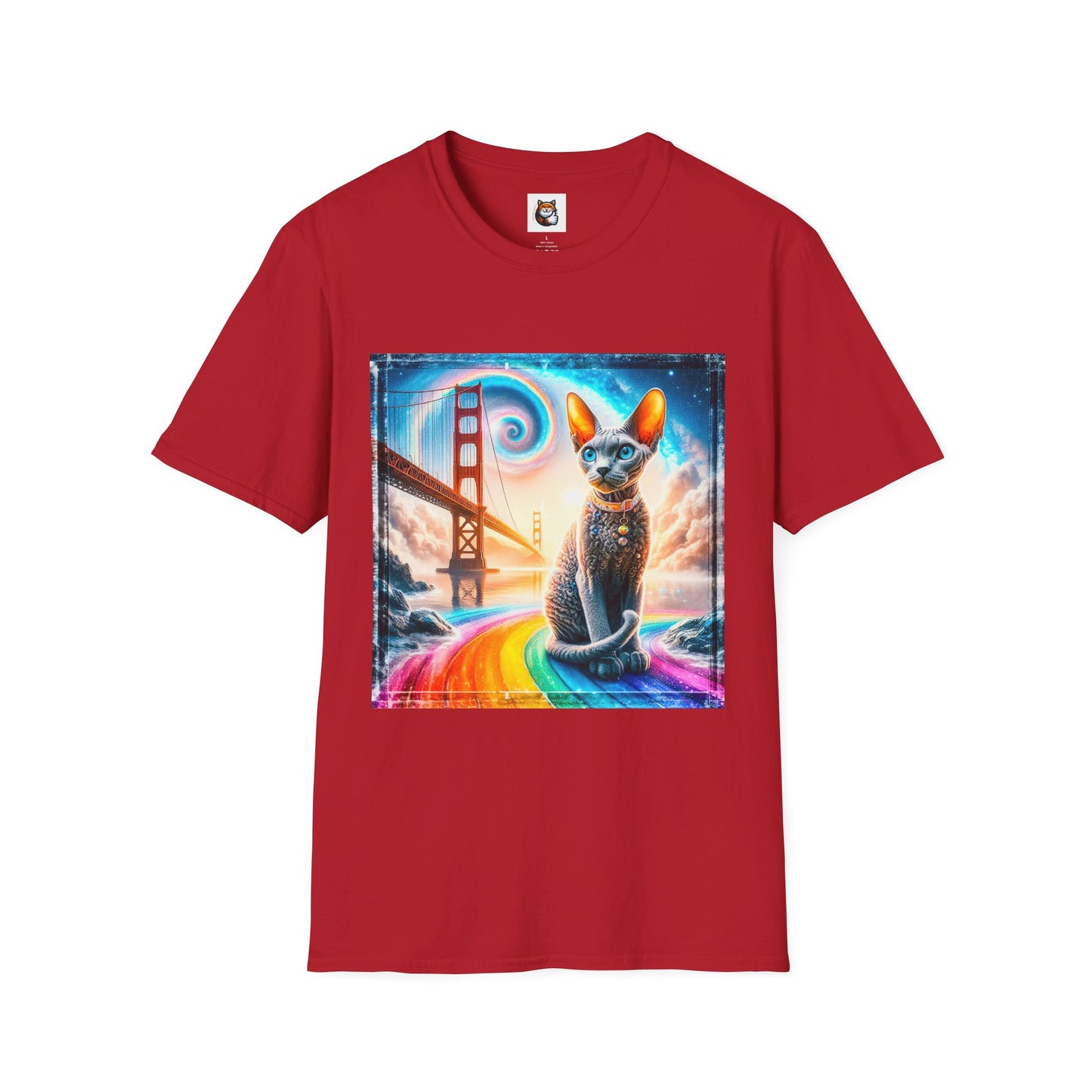 Devon Rex Unisex rainbow bridge Softstyle T-Shirt