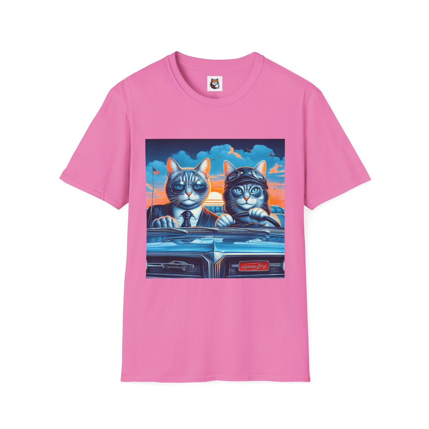 Wacky Russian Blue Cat cute couple driving  T-Shirt