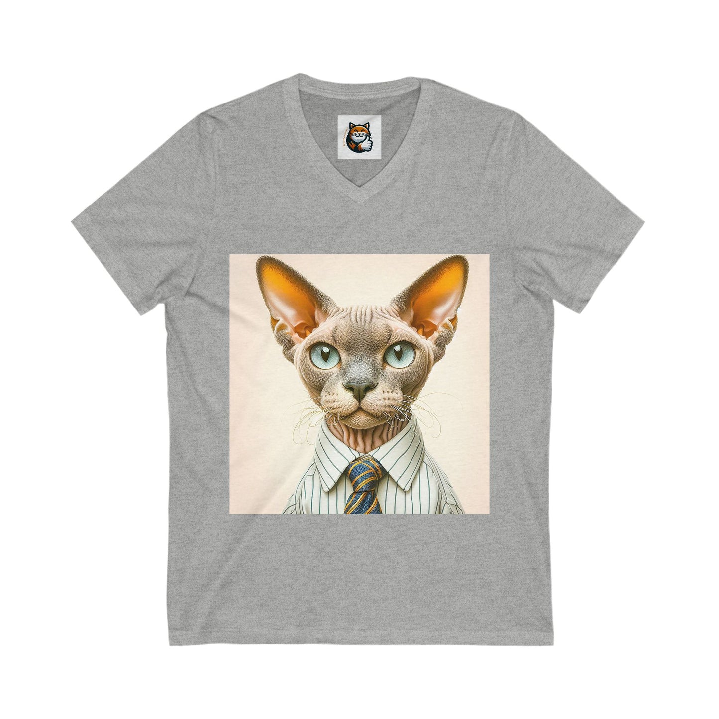 Devon Rex business man  Unisex Jersey Short Sleeve V-Neck Tee