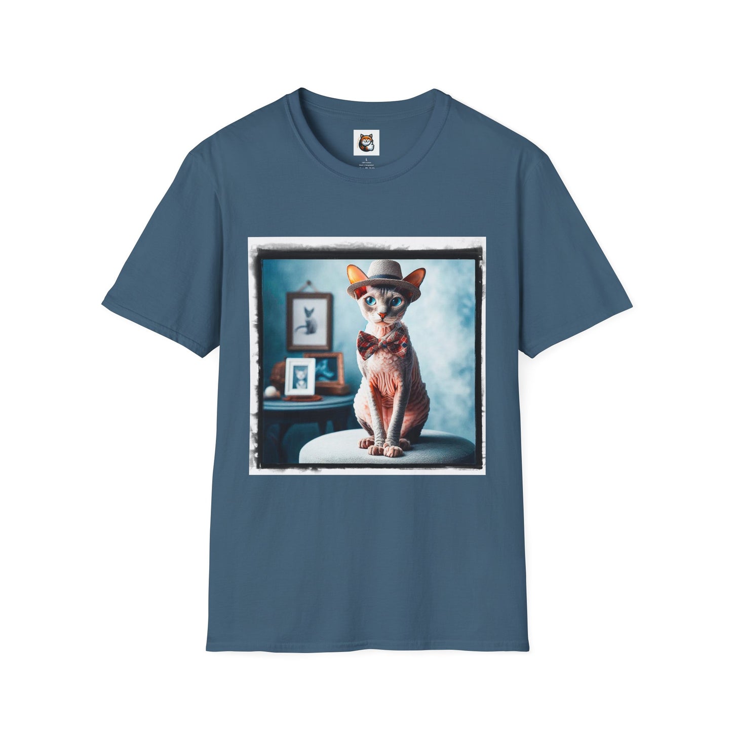Cornish Rex Cat hat and bow tie Softstyle T-Shirt
