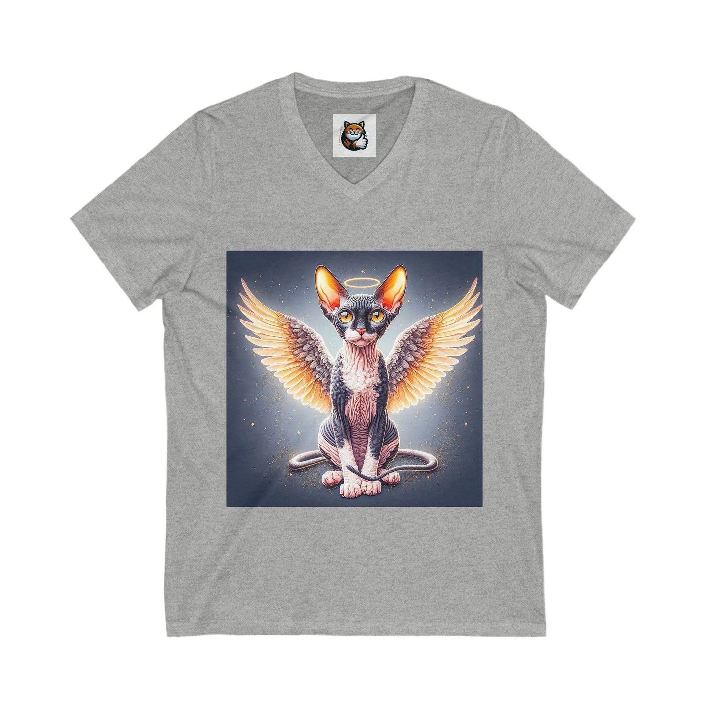 Cornish Rex Cat Unisex Jersey Short Sleeve V-Neck Tee by Printify
