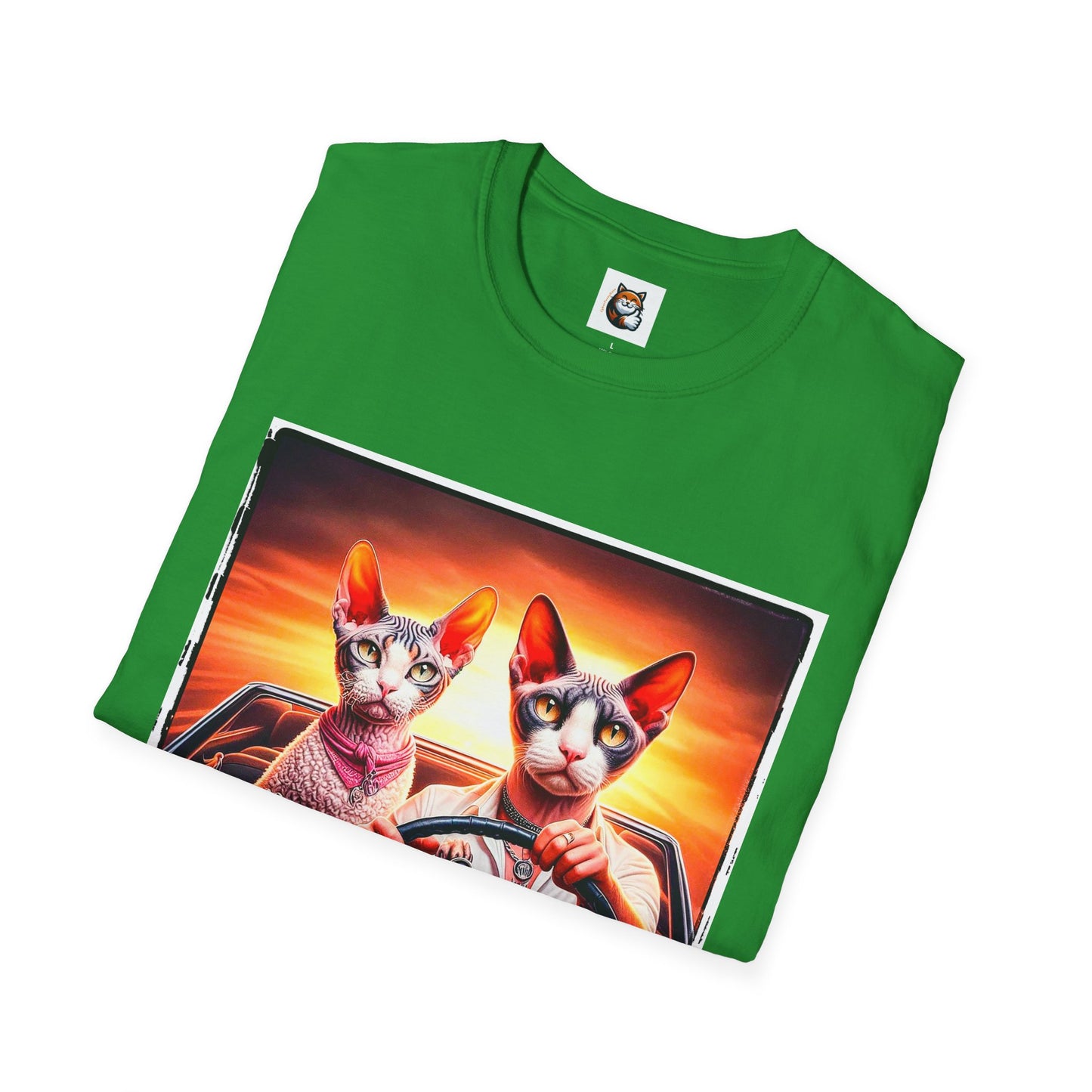 Wacky  Devon Rex Cats driving  Unisex Softstyle T-Shirt