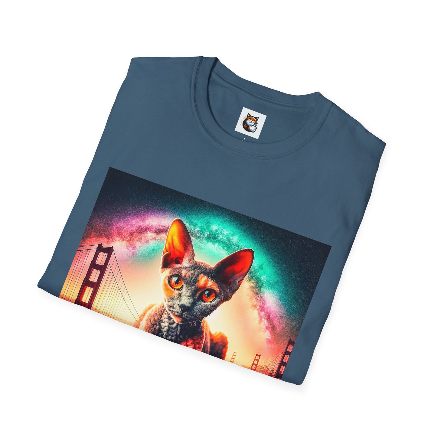 Devon Rex rainbow  Unisex Softstyle T-Shirt