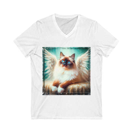 Birman angel Jersey Short Sleeve V-Neck Tee