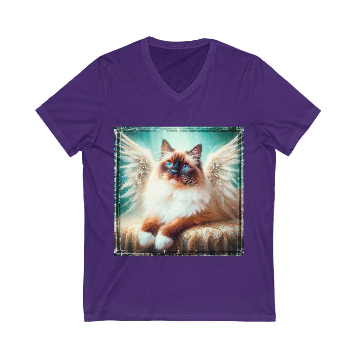Birman angel Jersey Short Sleeve V-Neck Tee