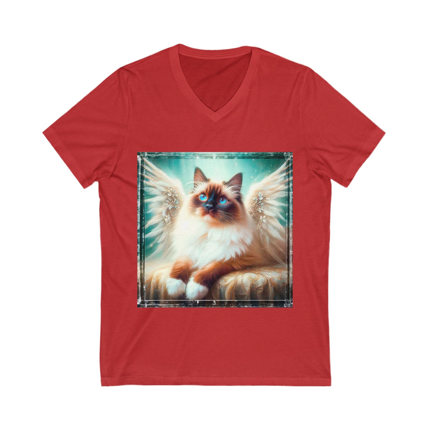 Birman angel Jersey Short Sleeve V-Neck Tee