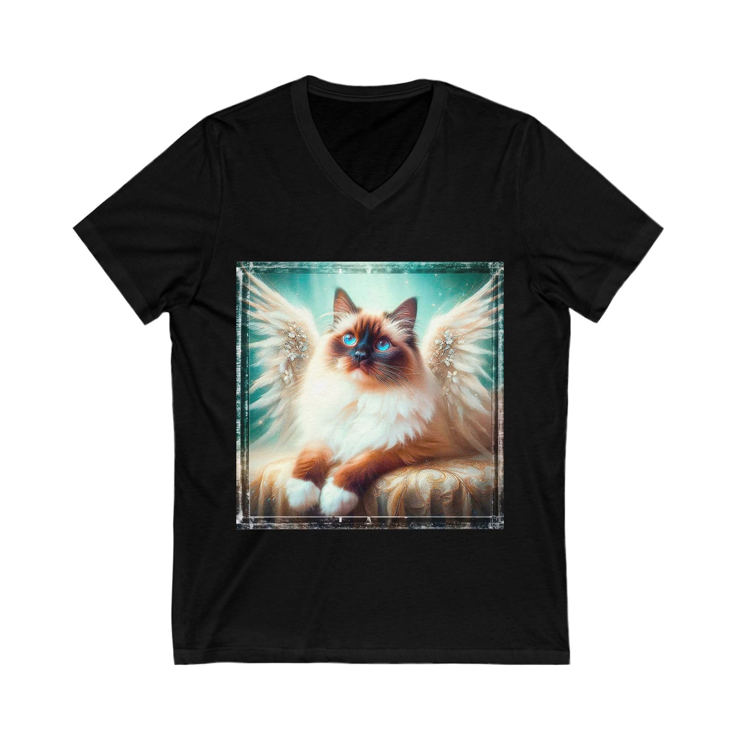 Birman angel Jersey Short Sleeve V-Neck Tee