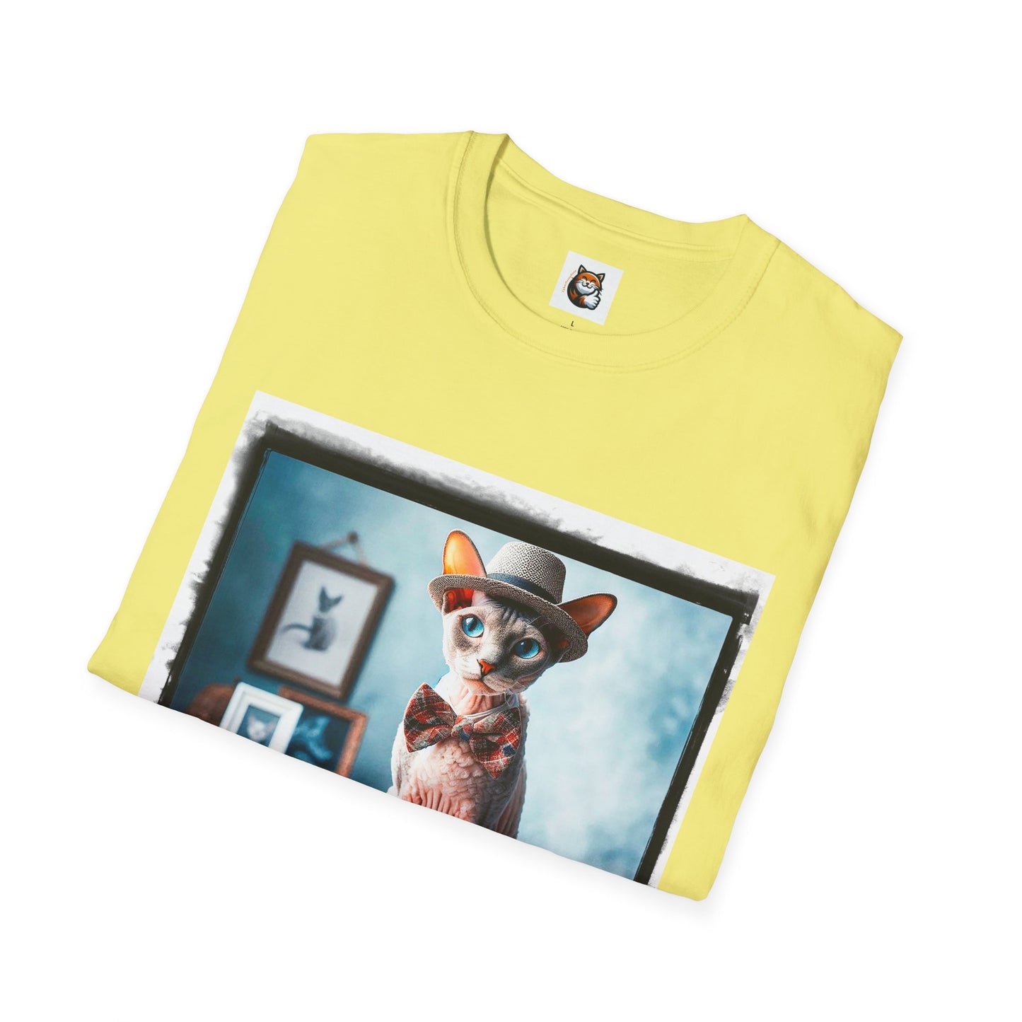 Cornish Rex Cat hat and bow tie Softstyle T-Shirt