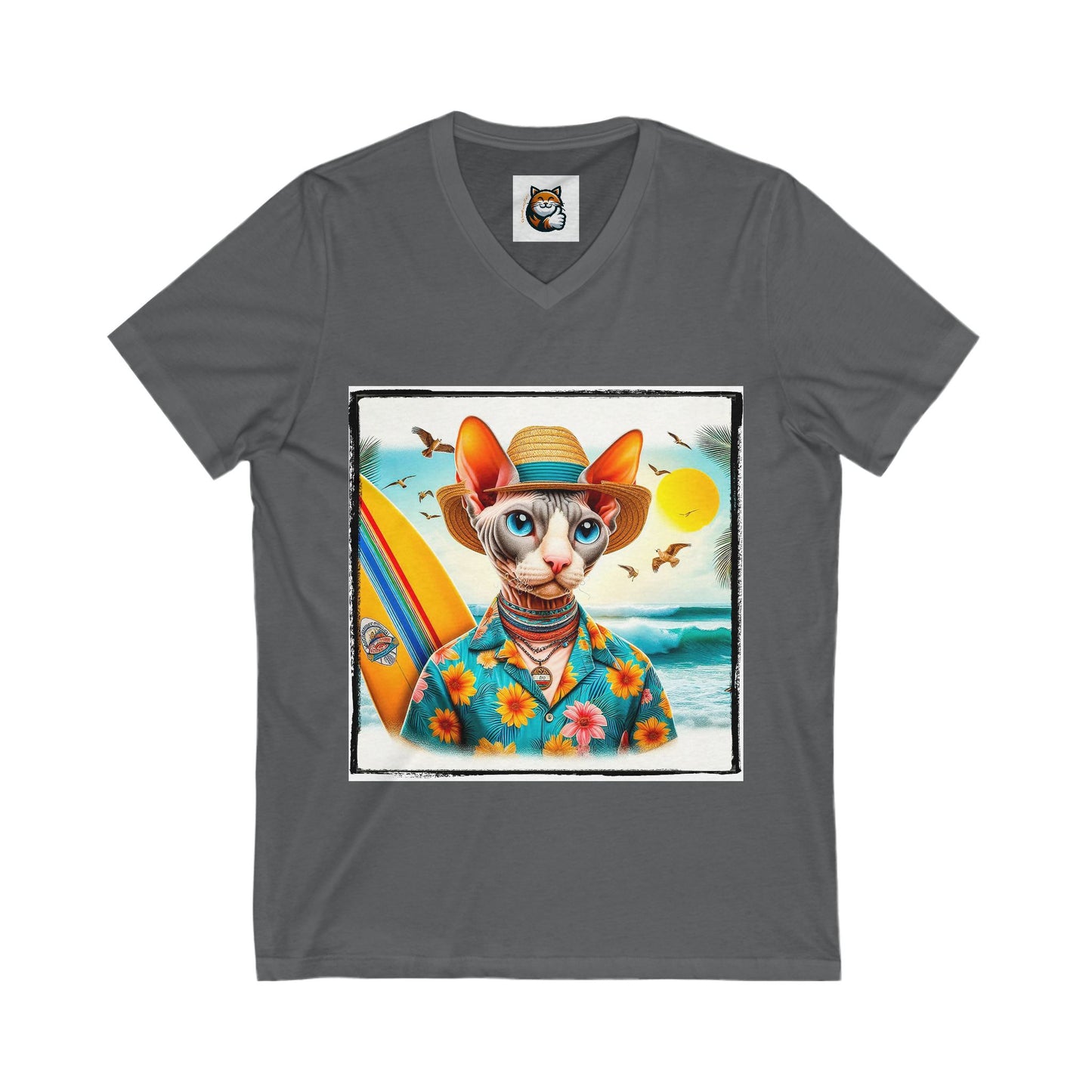 Cornish Rex Cat beach babe Neck Tee