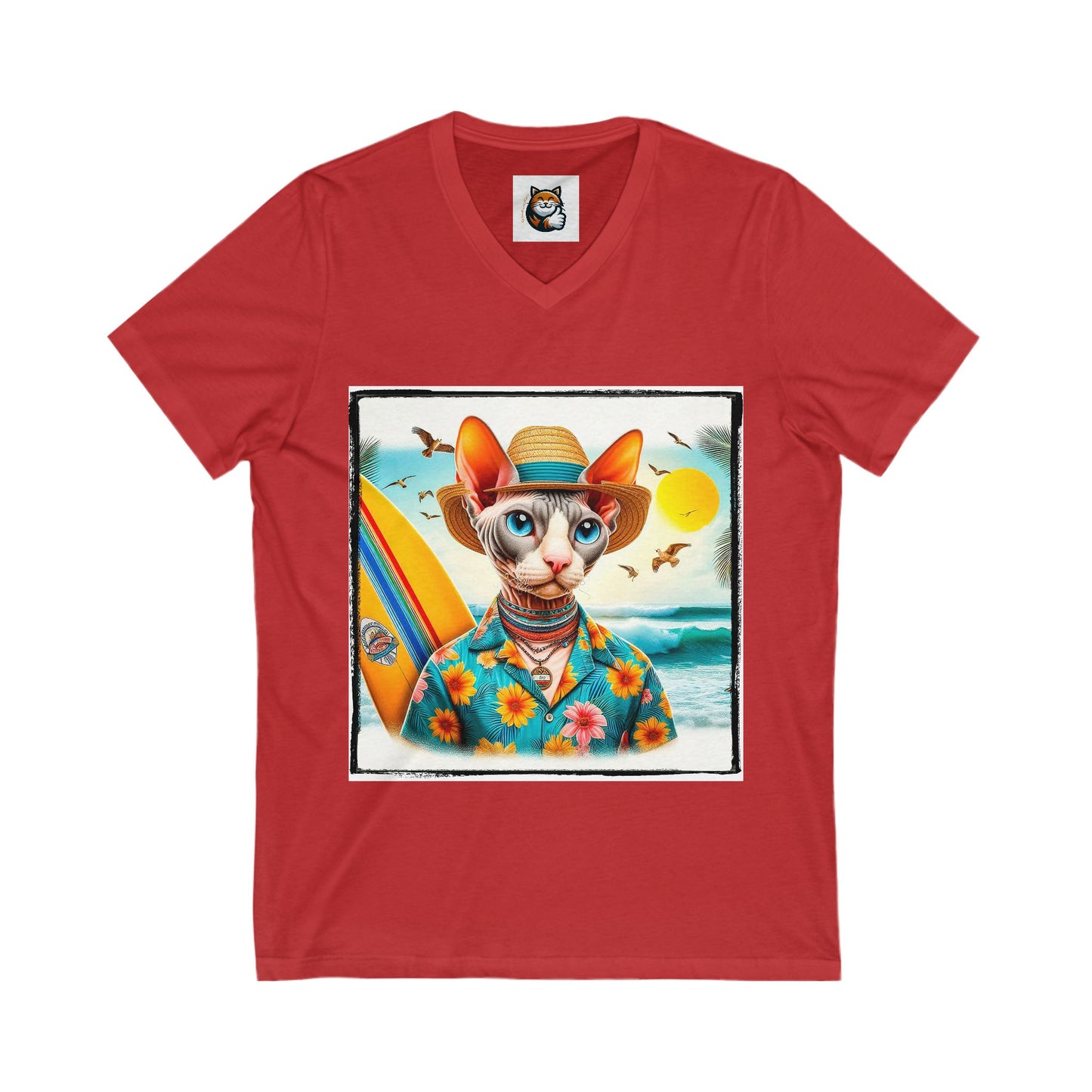 Cornish Rex Cat beach babe Neck Tee