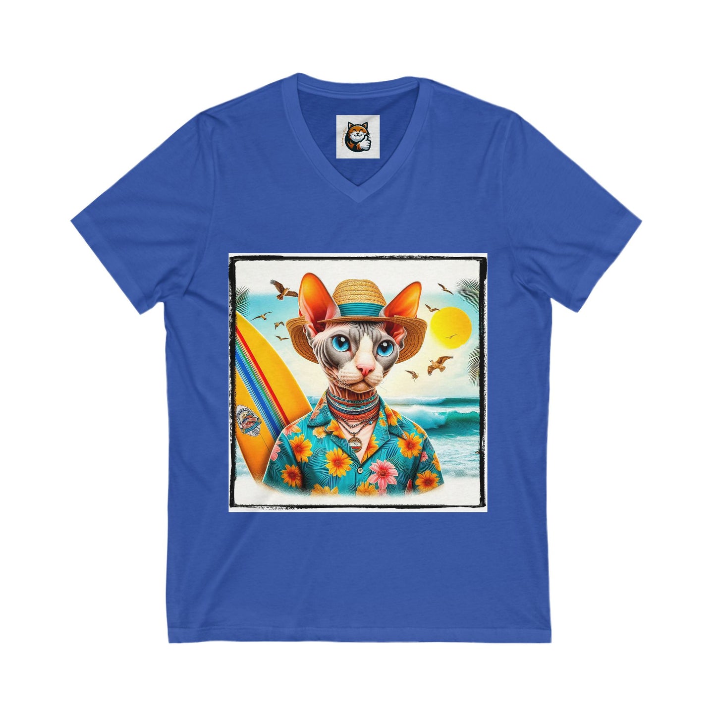 Cornish Rex Cat beach babe Neck Tee