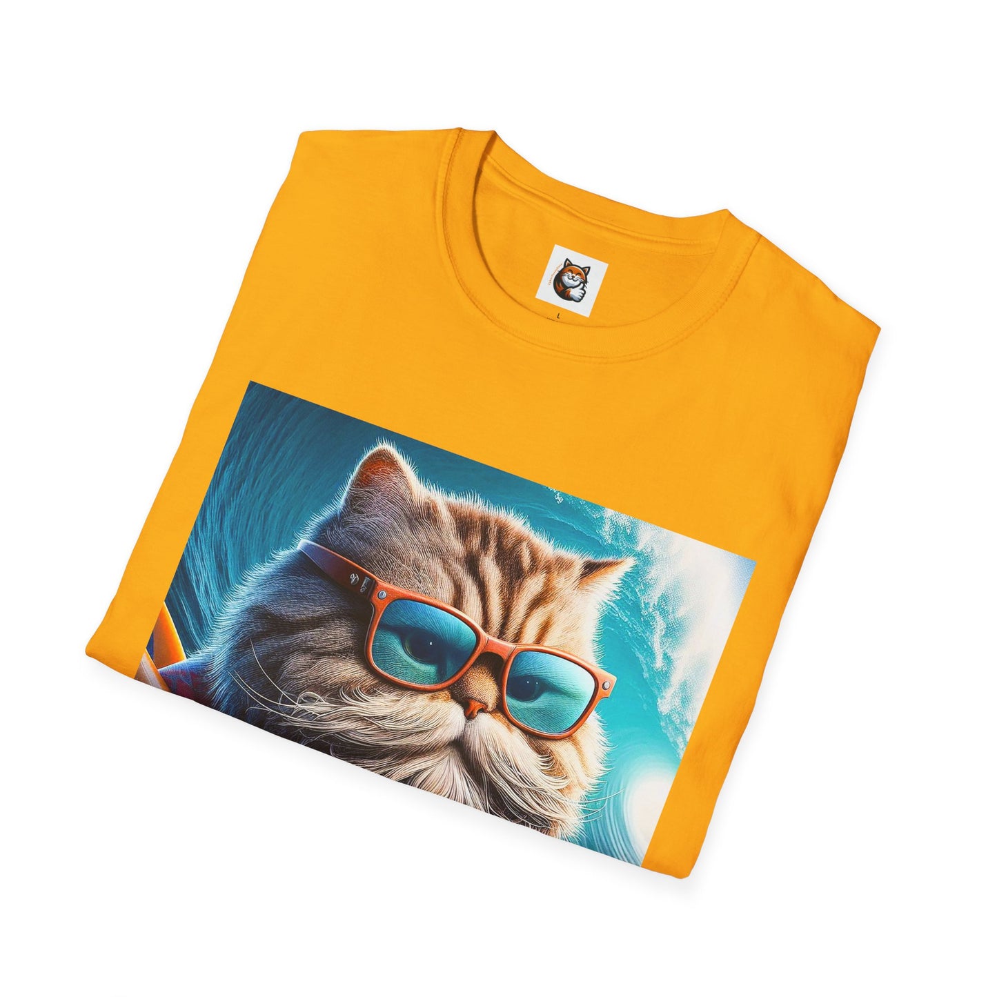 Selkirk Rex Cat T-Shirt old guy surfer