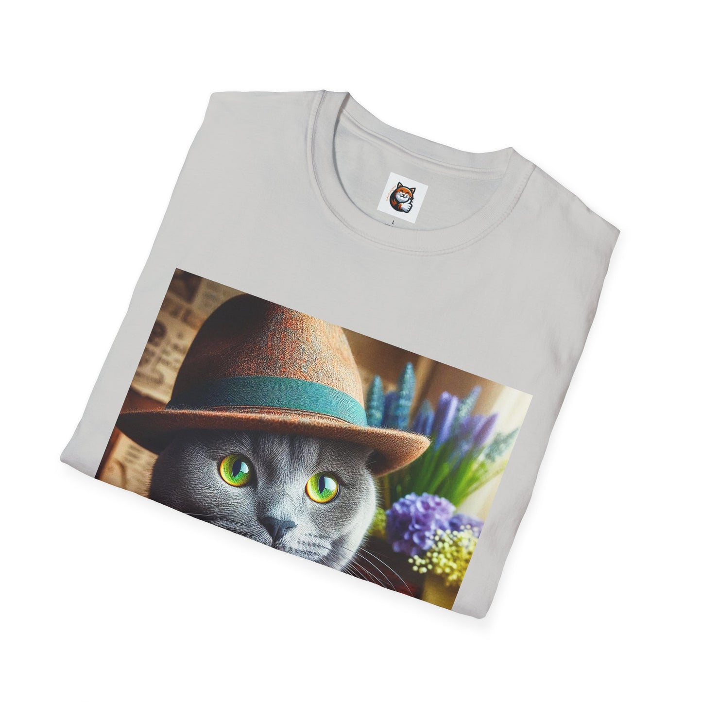 Russian Blue Cat hat and bow tie T-Shirt