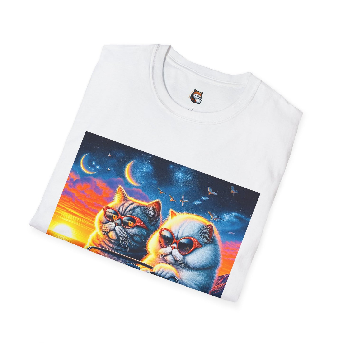 Selkirk Rex Cat T-Shirt sunset driving