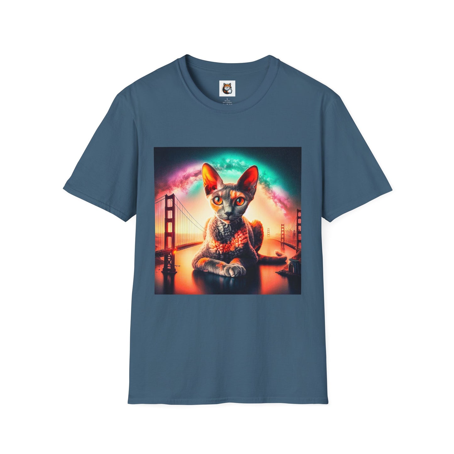 Devon Rex rainbow  Unisex Softstyle T-Shirt